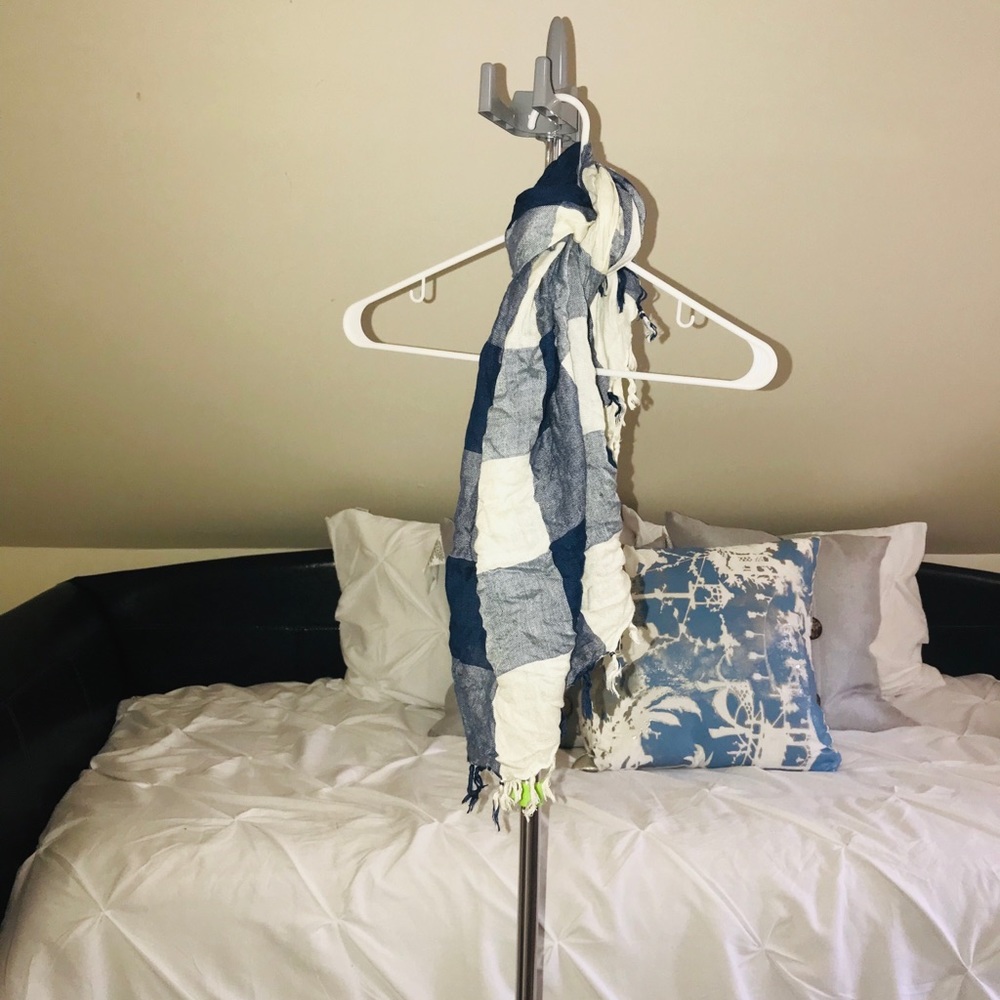 Blue and White Checkered Summer Scarf